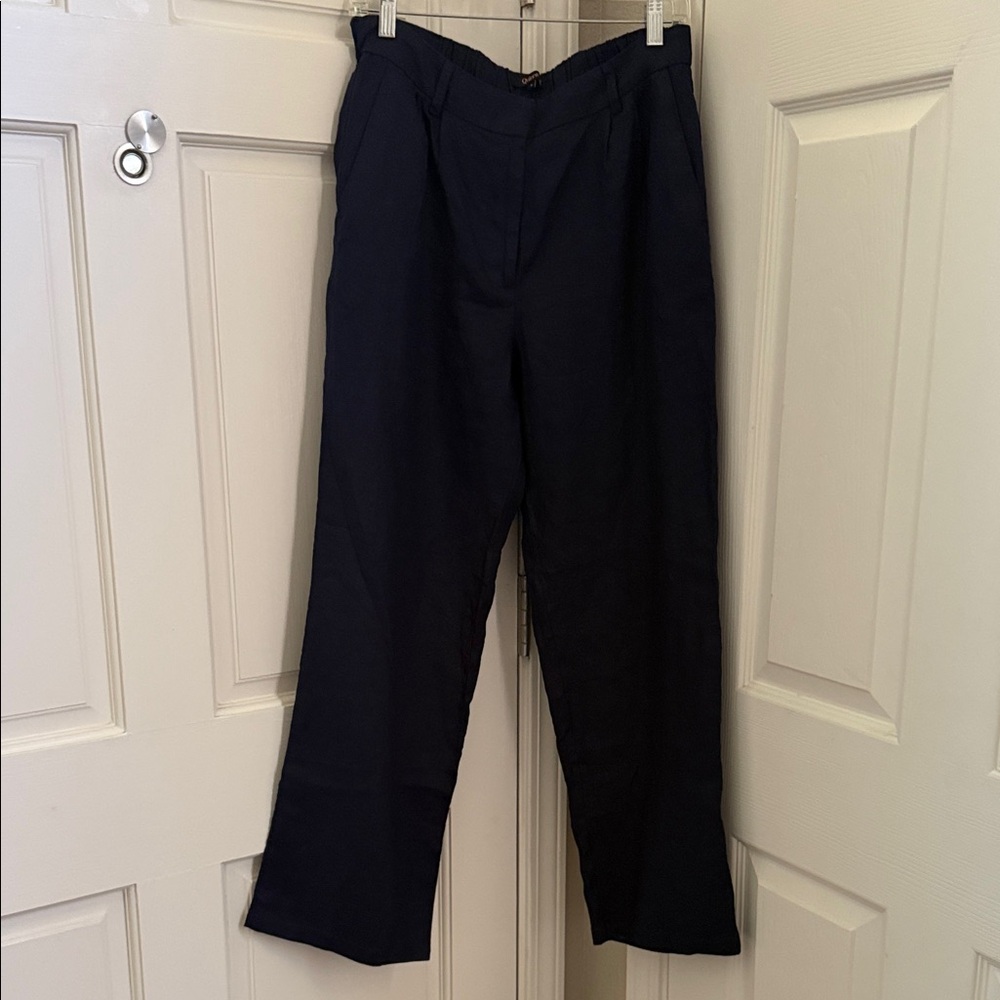 Quince Linen Navy Dress Pants - Classic Straight Fit
